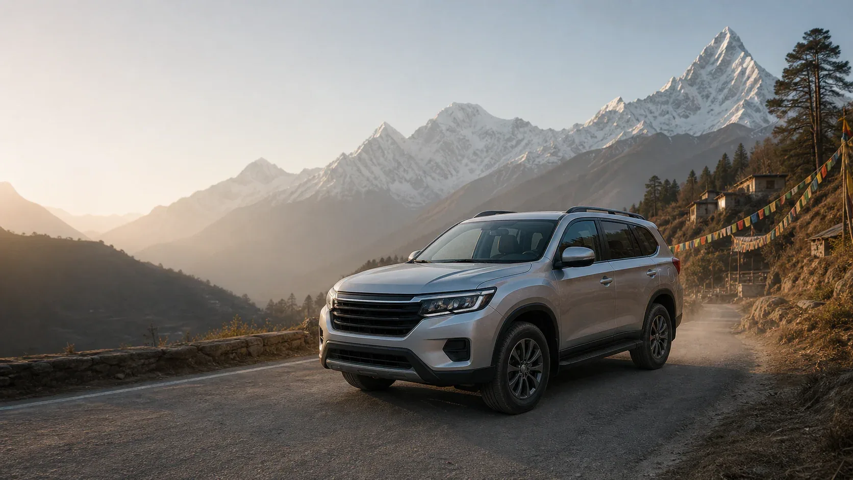 A vehicle on a Himalayan mountain road